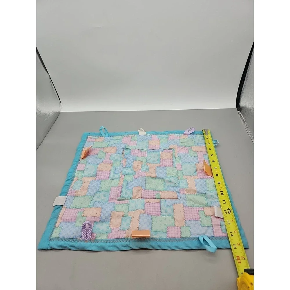 Taggies Brand‎ Quilted Pattern Tag Lovey Security Baby Blanket Multicolor